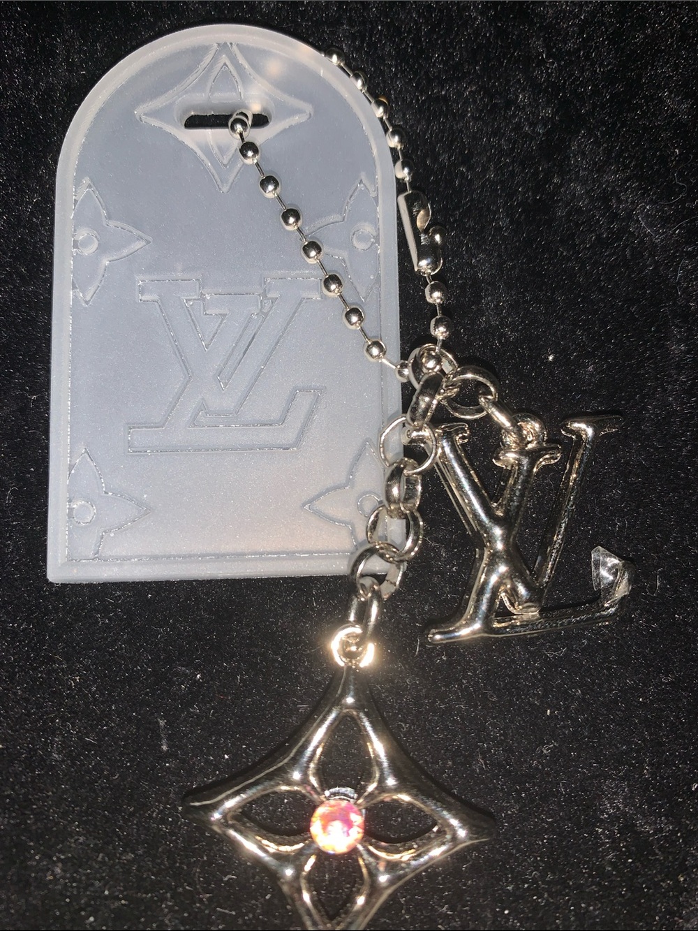 Upcycled Lv bag/purse charm keychain